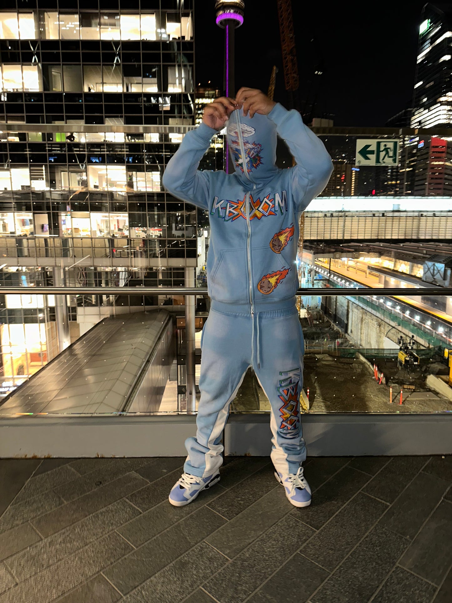 Blue Flared Sweatpants