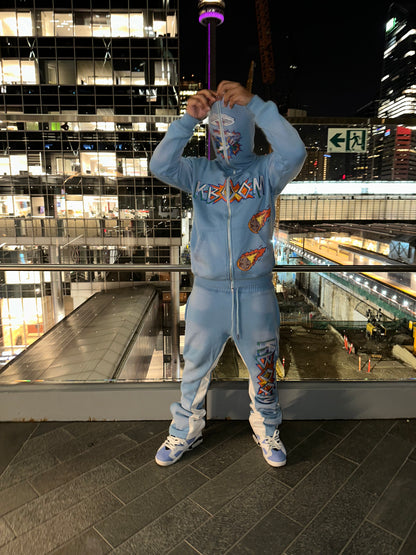 Blue Flared Sweatpants