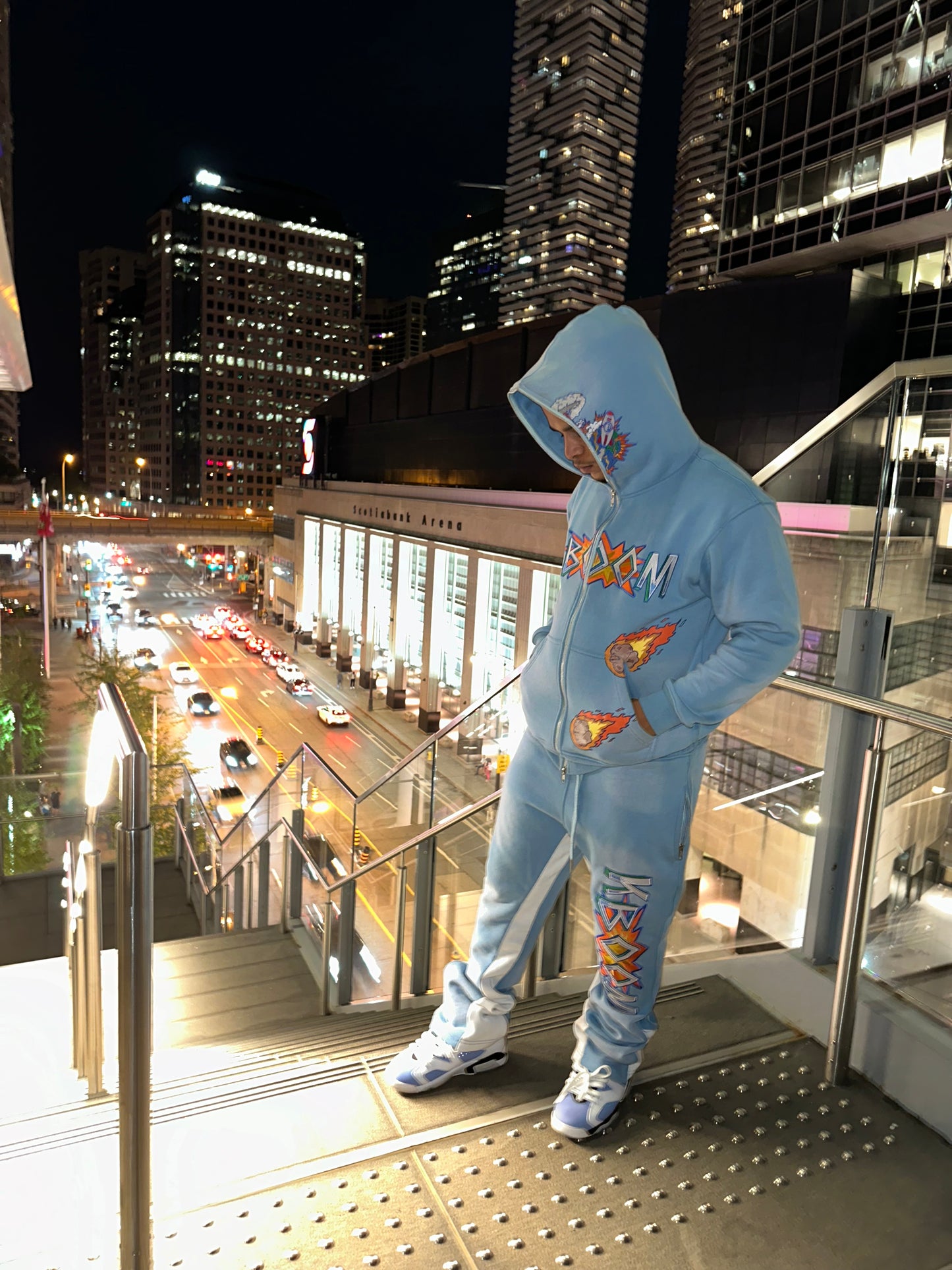 Blue Flared Sweatpants